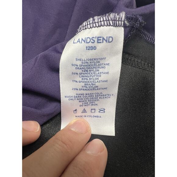 Land’s End Slender Grecian One Piece Swimsuit Size 12DD Purple Padded Slimming - Picture 8 of 13